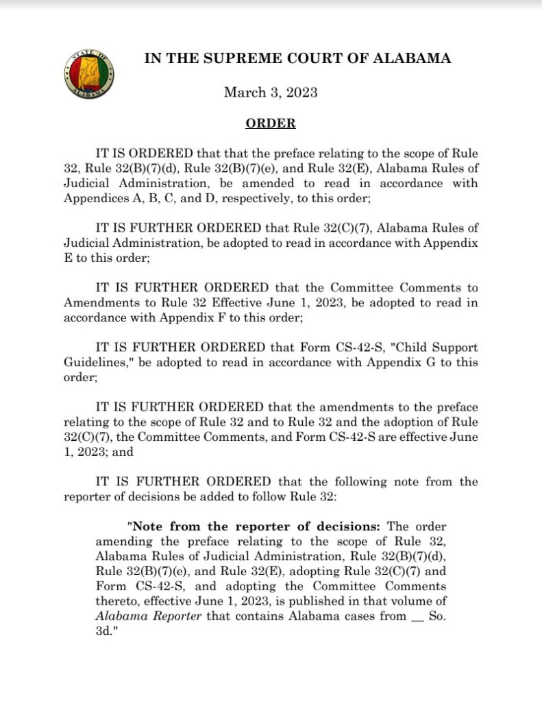 Alabama's New Child Support Calculation for Joint Physical Custody